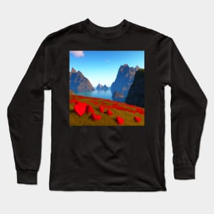 Valentine Wall Art - Hearts on the hill - Unique Valentine Fantasy Planet Landsape - Photo print, canvas, artboard print, Canvas Print and T shirt Long Sleeve T-Shirt